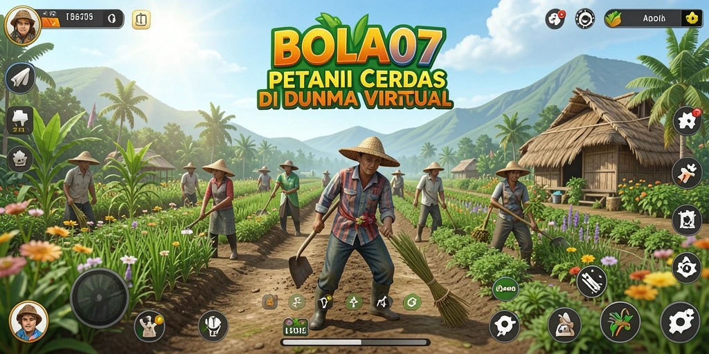 Screenshot gameplay BOLA07 yang menampilkan suasana pertanian yang asri.