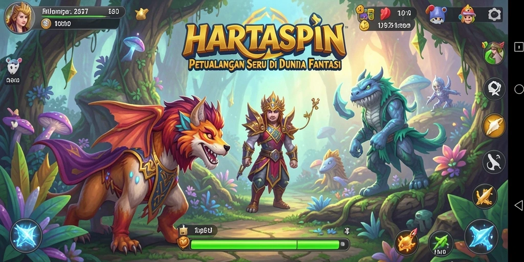Screenshot HARTASPIN yang menunjukkan aksi petualangan mendebarkan.