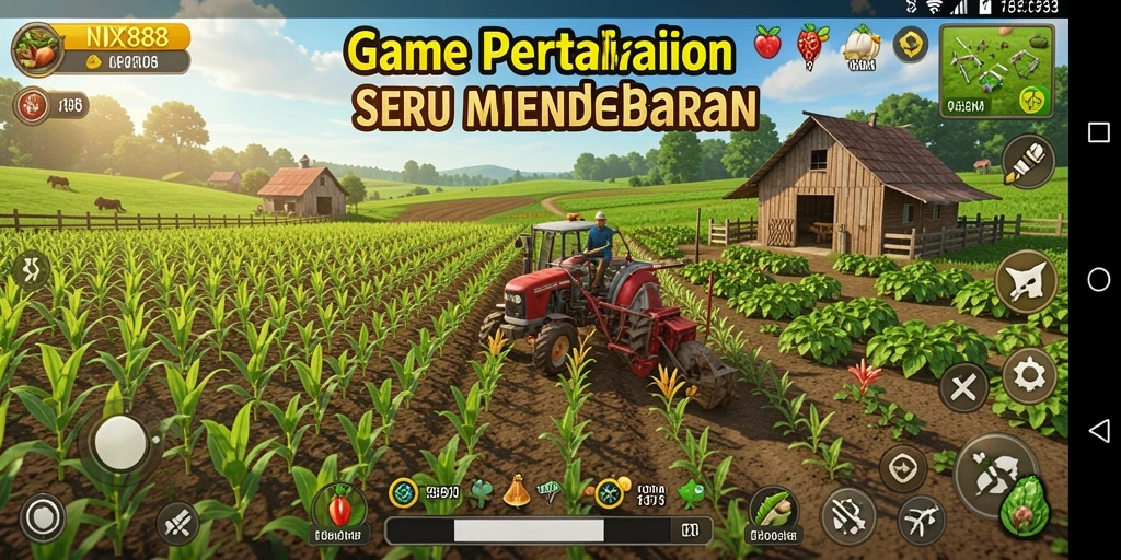 Tampilan gameplay <strong>NX888</strong> yang menunjukkan aktivitas pertanian yang seru.